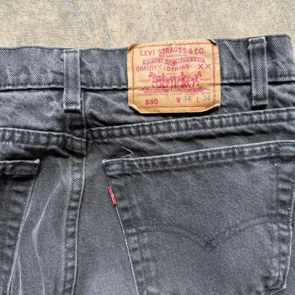Vintage 90s USA Made Jeans  Levi's 550 Black Denim Jeans Men's 34x34